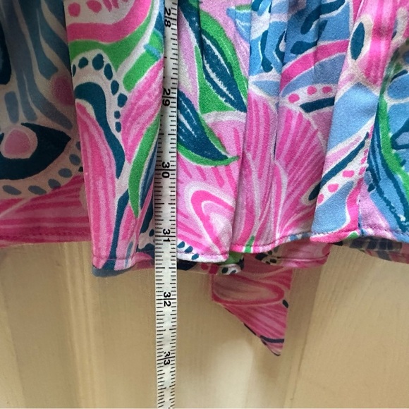 Lilly Pulitzer Maddlyn dress Pink Blue wide neck flare tie waist XXS - Picture 4 of 7